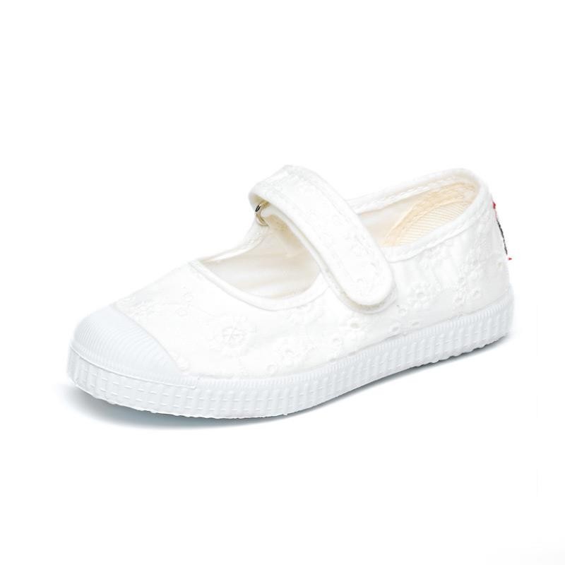 76998 Ballerina con strappo fiori bianco
