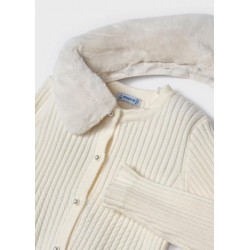 4309 Cardigan tricot colletto pelliccia cecio
