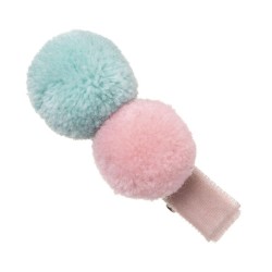 7466 Pinzetta velluto con pompon rosa pastello