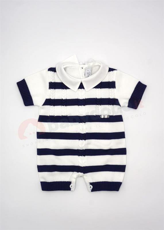 5398 Pagliaccetto filo trecce bianco blu