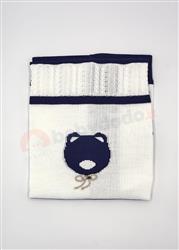 5395 Copertina filo trecce orsetto bianco blu beige