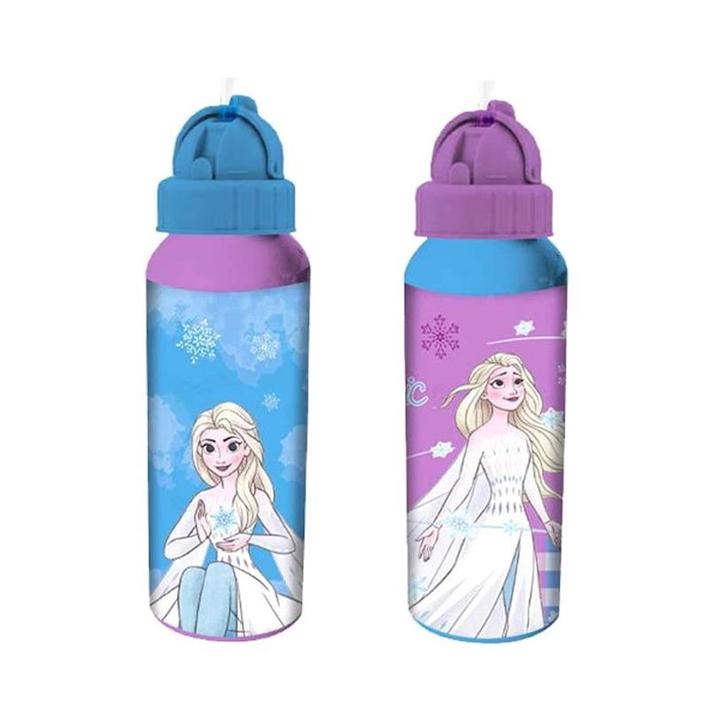 Borraccia Frozen alluminio con cannuccia 550ml assortite