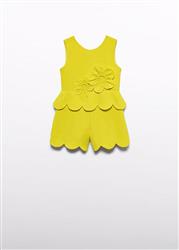 5204.04 Tuta corta crepe fiori 3D limoncello