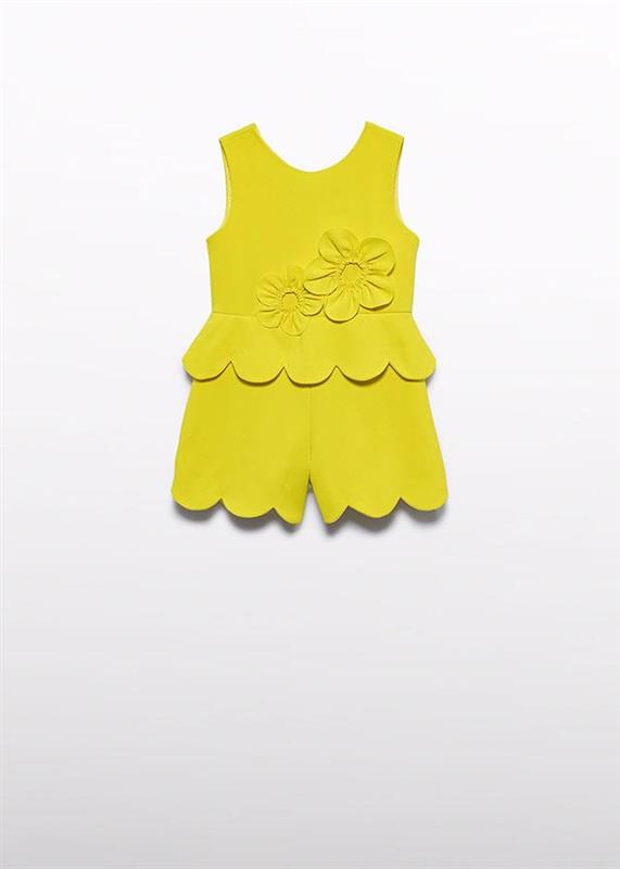 5204.04 Tuta corta crepe fiori 3D limoncello